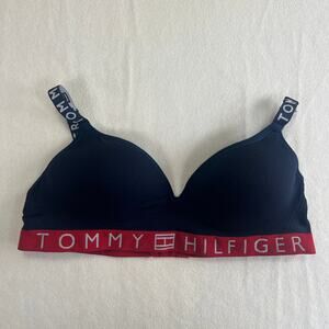 Tommy Hilfiger Seamless Logo Padded Bra Lounge Comfort Navy Red Size Medium